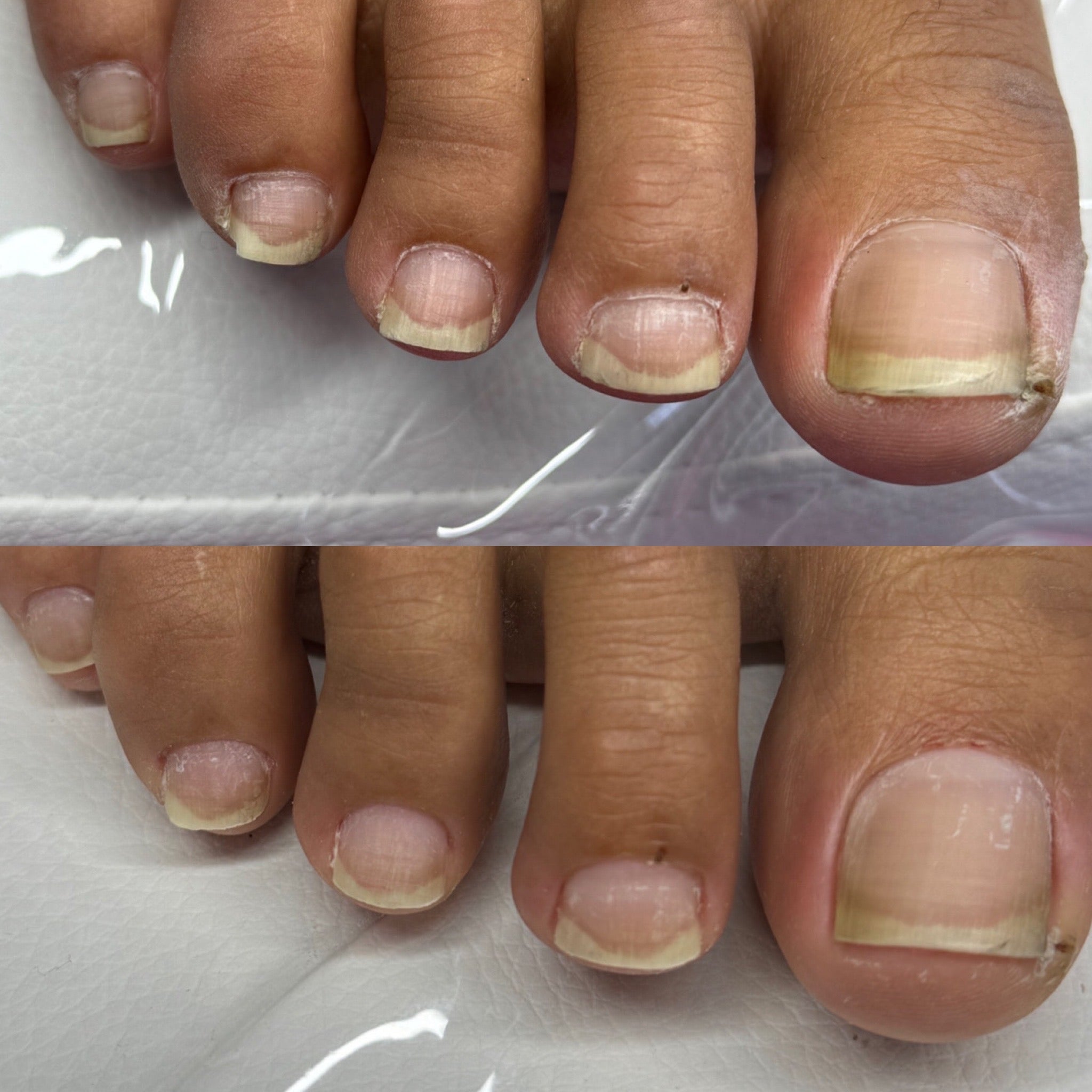 Luxury dry e-file pedicure with clean cuticle work.