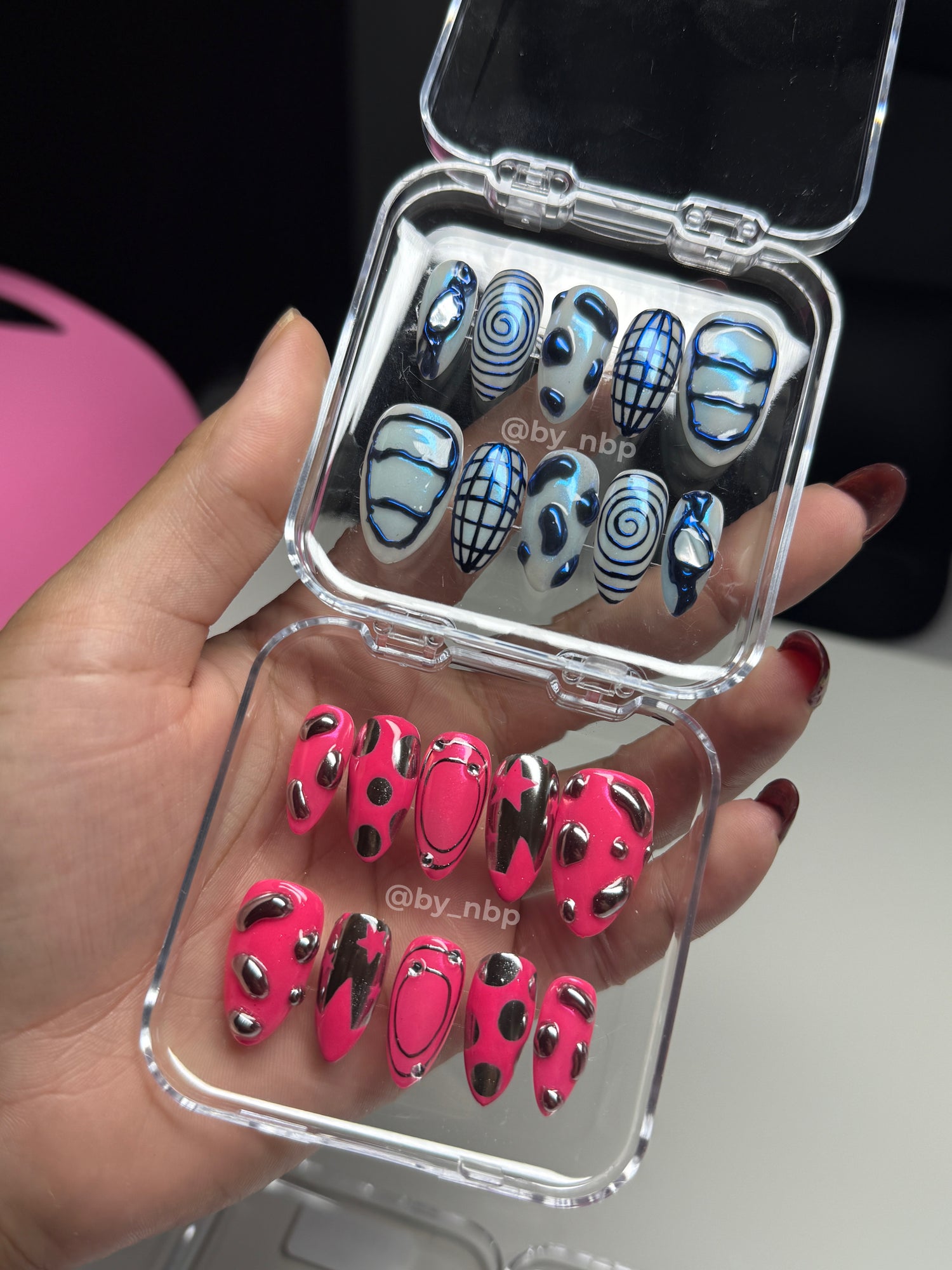 Custom space inspired press on nails for short film